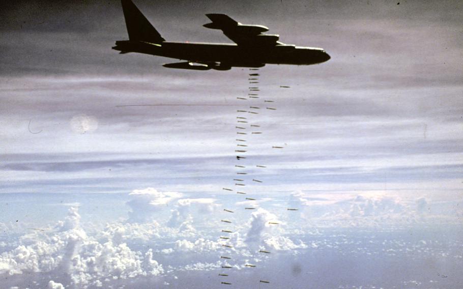The B-52 bomber was used heavily in Vietnam. In April, the U.S. sent the planes to the Middle East for the fight against the Islamic State group. 
 Courtesy of media.defense.gov