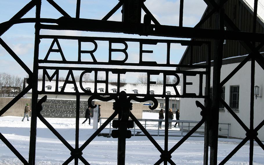 The front gate to Dachau includes the infamous slogan that translates to "Work makes you free." From time to time, the signs at these concentration camps are stolen. One taken from the Dachau camp in November 2014 has yet to be recovered.