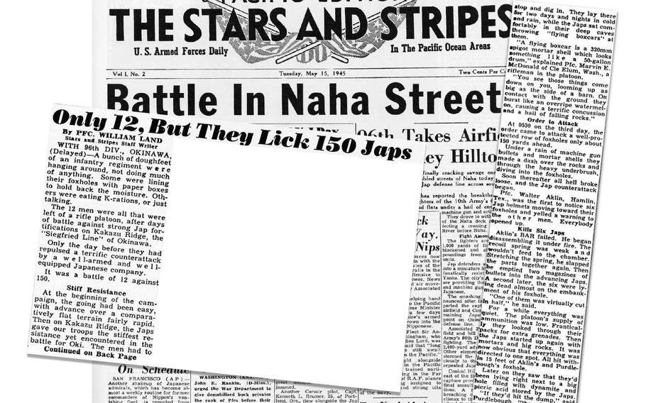 Stars and Stripes frontpage for Tuesday, May 15, 1945. Pacific Edition