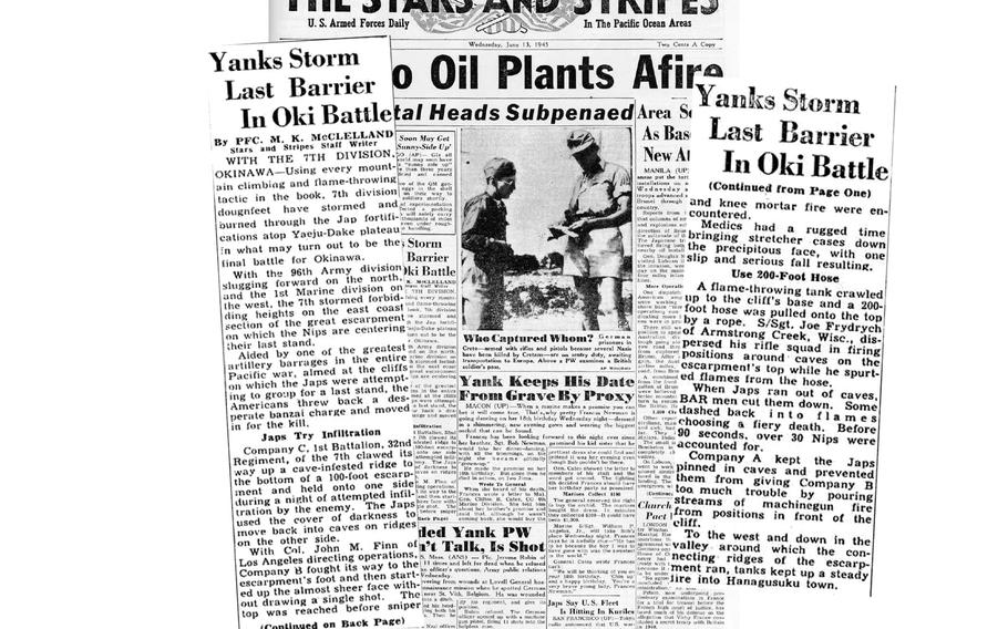 Stars and Stripes front page on June 13, 1945