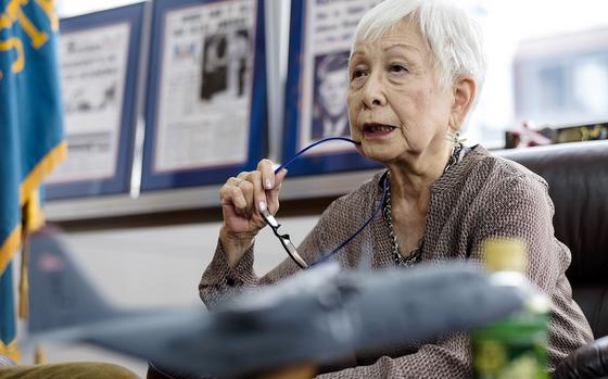 Toshi Cooper reflects on her time at Stars and Stripes during an interview at Hardy Barracks in Tokyo, Japan June 29, 2015. Cooper was a librarian for Stars and Stripes during the rebuilding years in Japan following World War II.   