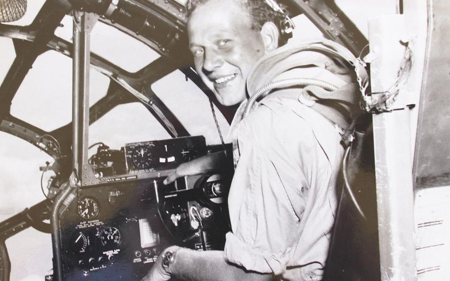 Raymond ''Speedy'' Biel, shown here in the B-29 during World War II, now 92, was a co-pilot in one of the bombers that acted as a weather plane during the during the bombings of Hiroshima and Nagasaki.