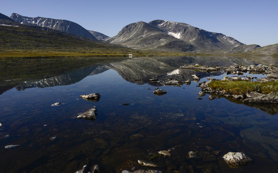 Lake Amotsvatnet near the Amotsdalshytta hut in Dovrefjell National Park, Norway, July 22, 2014.