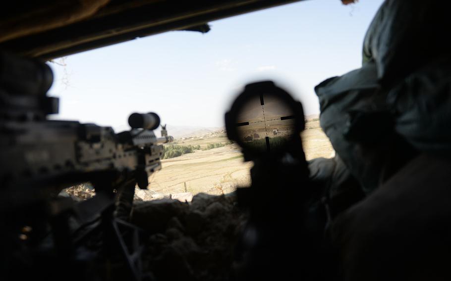 U.S. soldiers with "Dragon Platoon," 2nd Squadron, 3rd Cavalry Regiment establish fighting positions Sept. 13, 2014, at a Logar province combat outpost the Americans had turned over to the Afghan National Army in 2011.