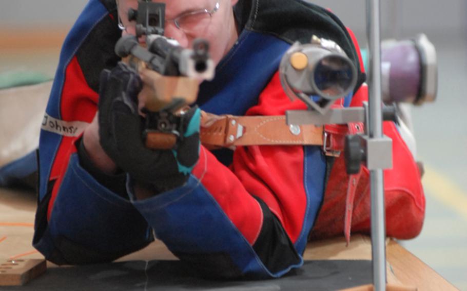 Heidelberg junior Nathan Johnson takes aim at the 2011 DODDS-Europe marksmanship championships at Baumholder, Germany.