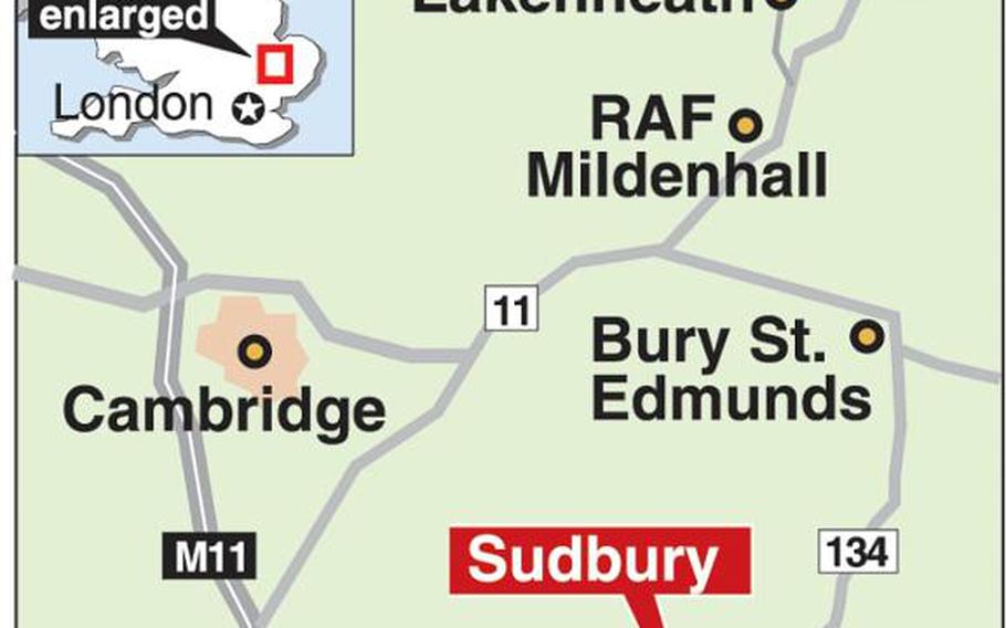 map of Sudbury, England
