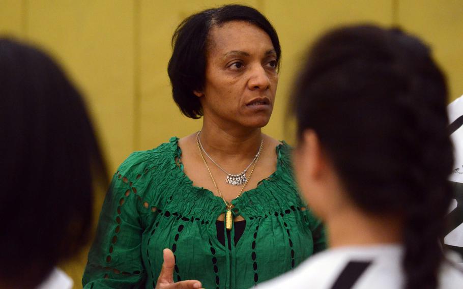 Daegu girls volleyball coach Joanna Wyche.