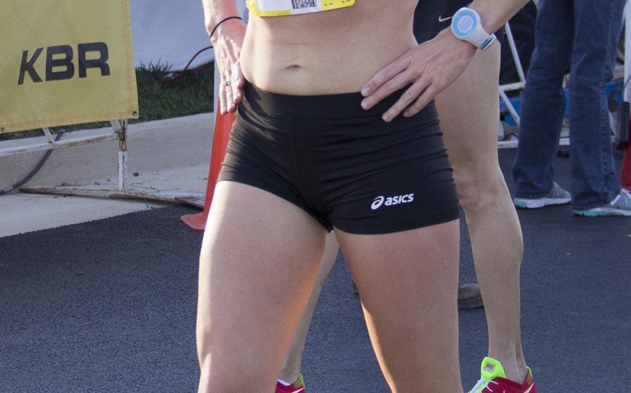 Julie Culley, from Arlington, Va., took third place in the women's division at the 29th Army 10-Miler on October 20, 2013.