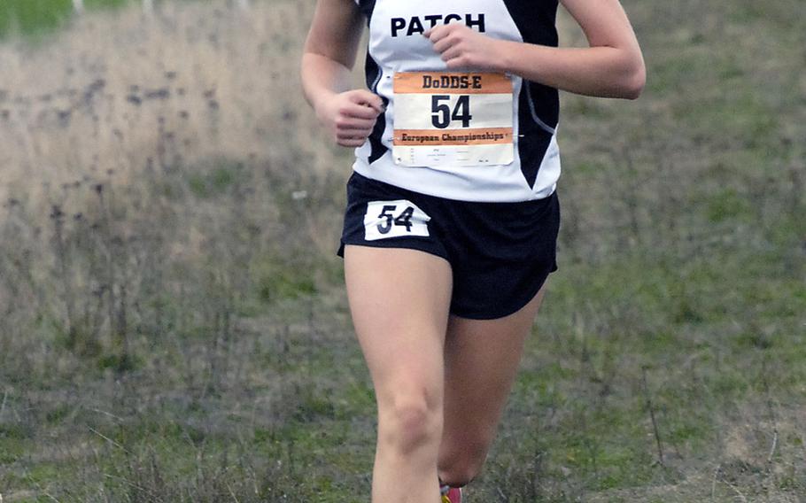 Patch senior Baileigh Sessions was out front by herself for most of the girls' race at the DODDS-Europe cross-country championships in Baumholder, Germany, Oct. 26, 2013. Sessions won her third consecutive individual title.