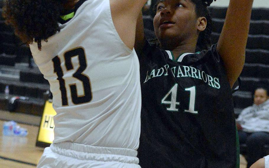 Ebony Dykes of Humphreys and Dai'Ja Turner of Daegu are two of the bigger inside options for both teams entering this week's Far East girls basketball tournaments.