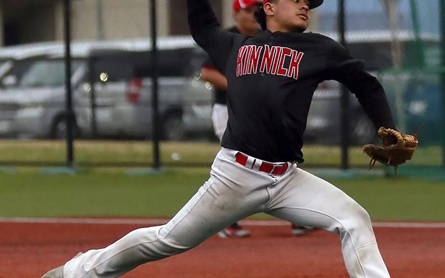 Senior Arnel Maglay is one of a handful of key performers on the mound for Nile C. Kinnick baseball.