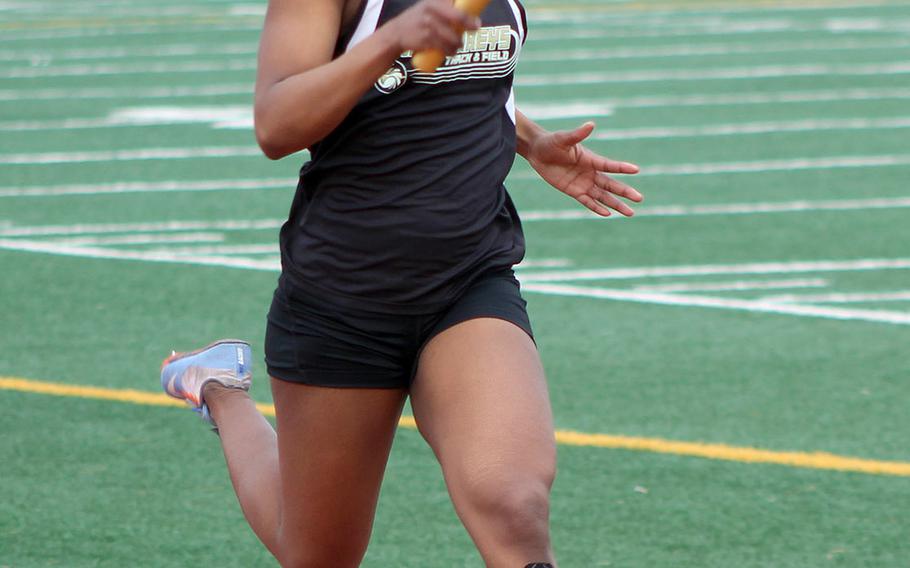 Junior Jaela Higgs, a transfer from Texas, is expected to contribute in sprints and relays for Humphreys track and field team.