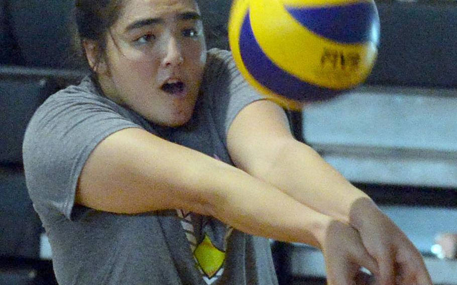 Senior middle blocker Jessica Atkinson is one of a few key returners for Zama's volleyball team.