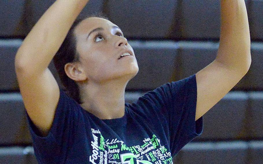 Kubasaki sophomore Alyssa Alvarado has two giant shoes to fill for Dragons girls volleyball: those of departed setter and now St. John's defensive specialist Mimi Larry, who earned Far East Division I Most Valuable Player honors last season.