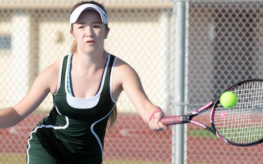 Robert D. Edgren sophomore Jenna Mahoney enters the Far East tennis tournament as the two-time DODEA-Japan tournament singles champion.