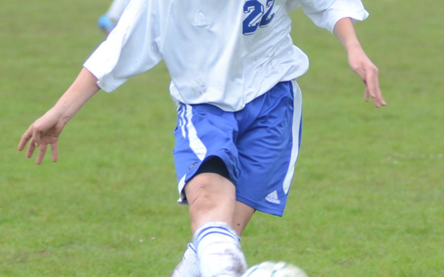 Brussels' Merab Chitanava sends the ball down the field during a match against the Rota Admirals. Chitanava scored one of the two goals for the Brigands in the contest.