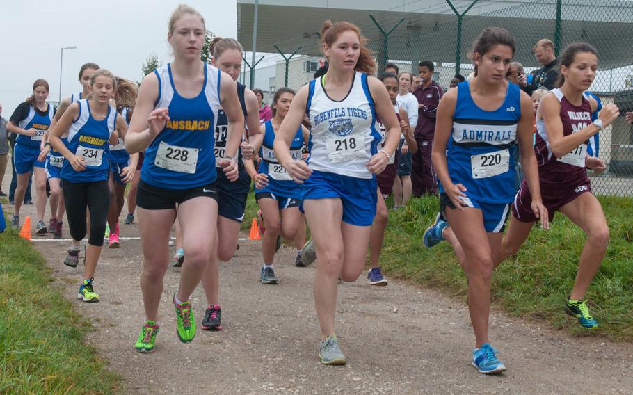 Ansbach hosted a five school cross-country meet Oct. 11, 2014. Ansbach's Kelly McCaskill won the race with a time of 20 minutes, 26.22 seconds.