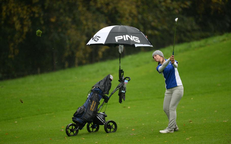 Jenna Eidem of Wiesbaden completed her high school golf career by winning the DODDS-European championship for the fourth time. She totaled 88 points in the two-day event, almost double the total of runner-up Leigha Daryanani of Bitburg.
