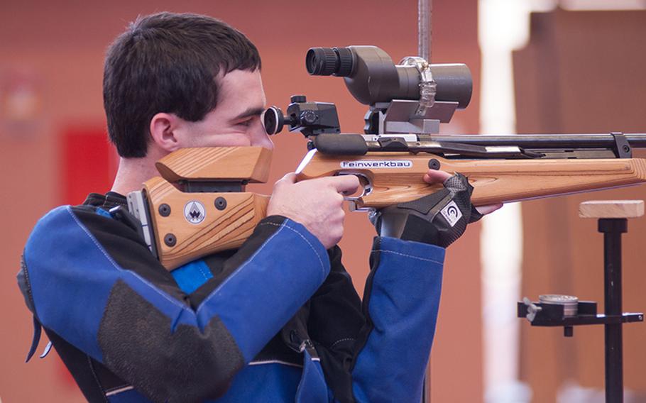 Patch's Lucas Gilliland was the fourth best overall shooter with 293.4 at the 2015 DODDS European Marksmanship Championships held at Vilseck, Jan. 31, 2015.