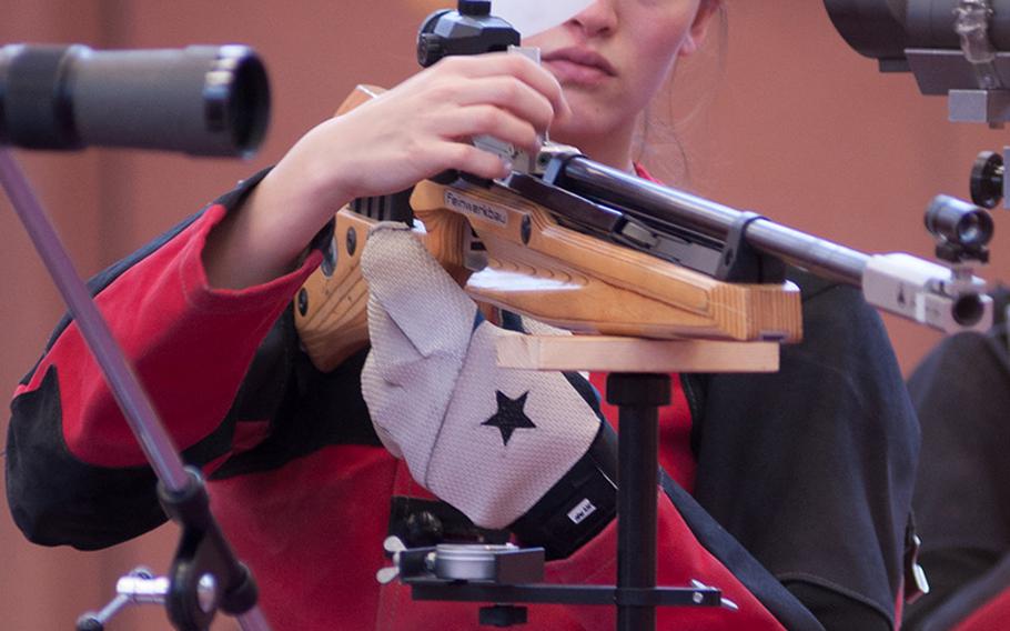 Meaghan Ambelang was one of the key shooters to Patch's runaway success at the 2015 DODDS European Marksmanship finals at Vilseck, Jan. 31, 2015. Ambelang was the third best shot of the tournament with a 294.9 overall score and she finished first in the prone with 103.2 points.