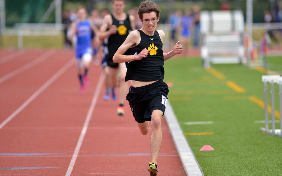 Patch's Alexander Bowman won the boys 1,600-meter run in 4 minutes, 36.83 seconds at the DODDS-Europe track and field championships in Kaiserslautern, Germany, Saturday, May 23, 2015.