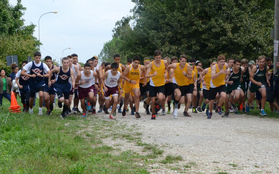 Cross country teams from Aviano, Naples, Stuttgart, Vicenza and Vilseck gathered at a track Saturday near Vicenza, Italy for a DODDS-Europe season opener.