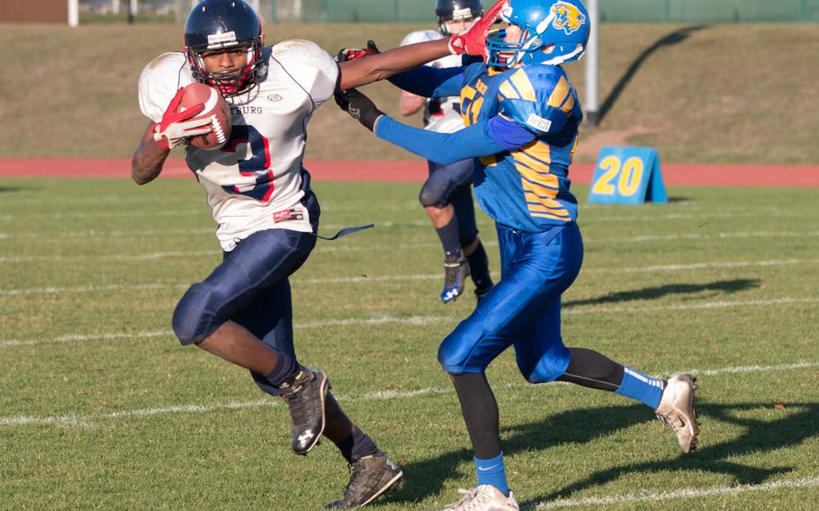 Bitburg's Curtiss Wilson had 52 yards on 19 carries during Baron's 30-14 loss to Ansbach in the DODDS-Europe Division II semifinals held at Ansbach, Oct. 31, 2015.