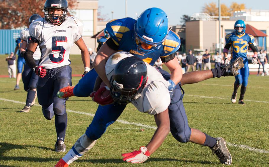Ansbach advanced to the DODDS-Europe Division II championship for the second time in as many years with a 30-14 win over Bitburg in the semifinals held at Ansbach, Oct. 31, 2015.