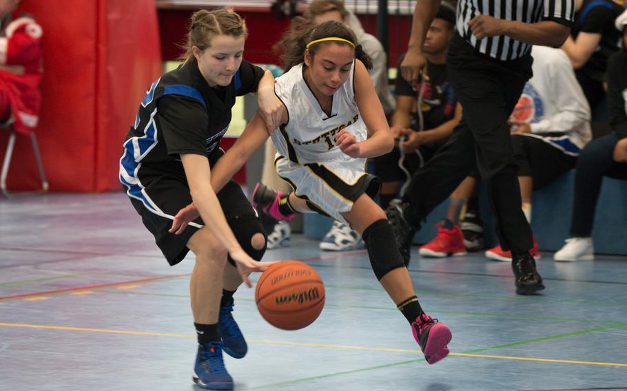 Marissa Encarnacion scored 18 points for the Panthers as Stuttgart beat the Hohenfels Tigers, 58-17 during a cross-divisional DODDS-Europe basketball game at Hohenfels, Dec. 12, 2015.