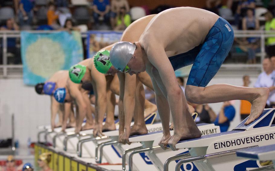 The 2016 European Forces Swim League Championship kicked off in Eindhoven, Netherlands, Saturday, Feb. 27, 2016. This two-day meet encompasses nearly 500 swimmers from 18 schools and seven countries competing in 136 separate events. 