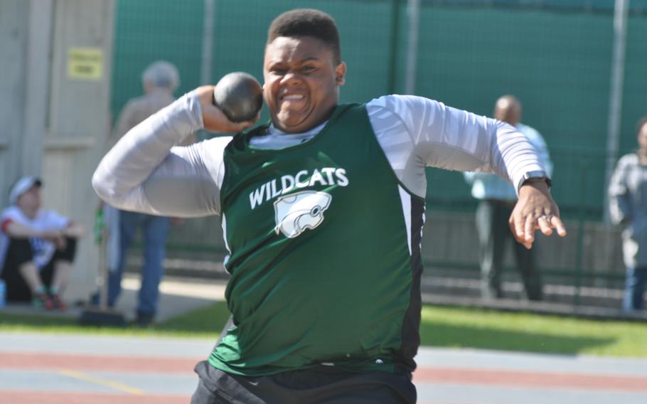 Naples' Adriane Hines won both the shot put and the discus Saturday with personal bests and has qualified for the European championships in both events.