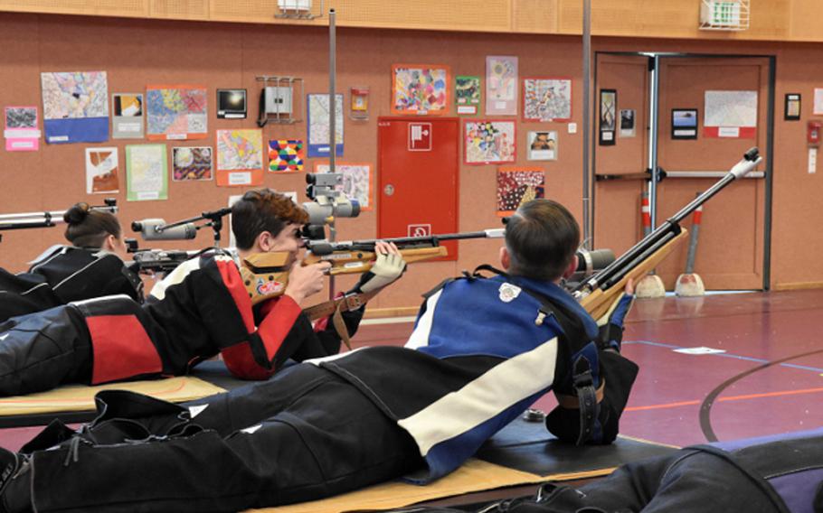 Shooters compete in the prone position during the 2017 European Marksmanship championships Saturday in Vilseck Germany.