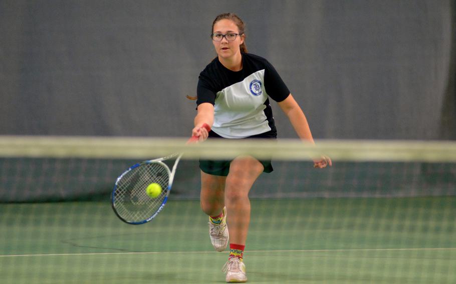 Chole Witty at the DODEA-Europe tennis championships, Thursday Oct. 26, 2017.







