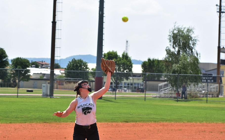 Naples shortstop April Sullivan prepares to catch a popup on Friday, May 11, 2018.