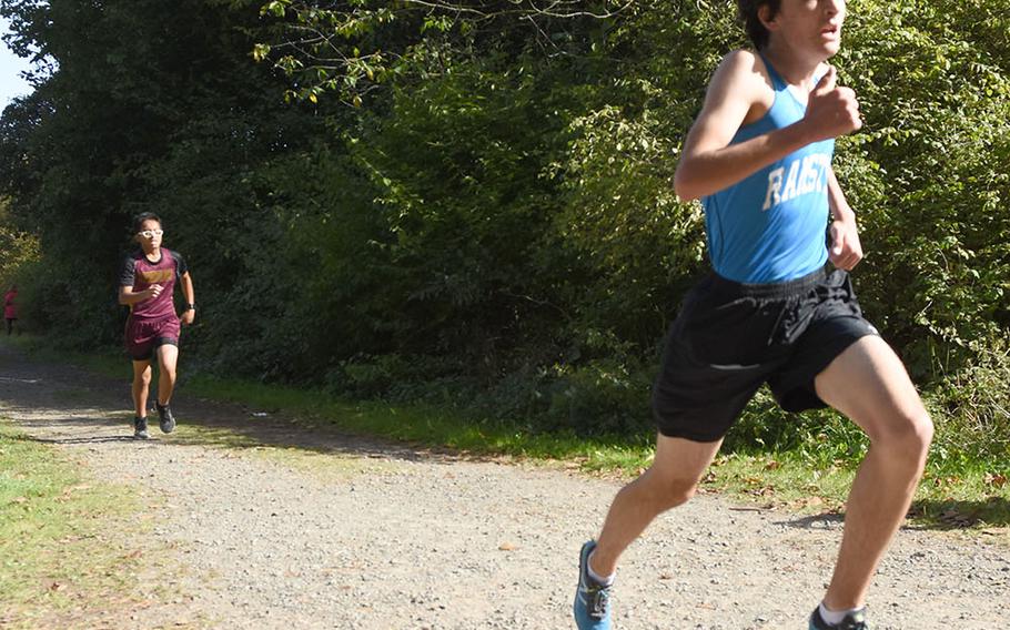 Ramstein senior Dashiell Rogers won his first individual cross country title on Saturday, Sept. 29, 2018, on Ramstein's home course in Miesenbach, Germany. The Royals also won the team title. 