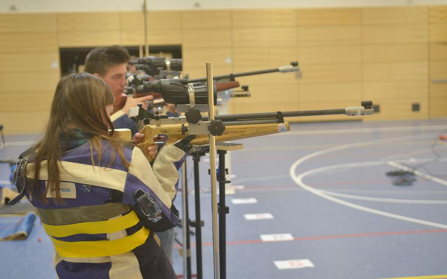DODEA students participate in a six-team marksmanship event at Wiesbaden's school complex, Saturday, Jan. 12, 2019.. Kaiserslautern took first place with a total score of 1,106.