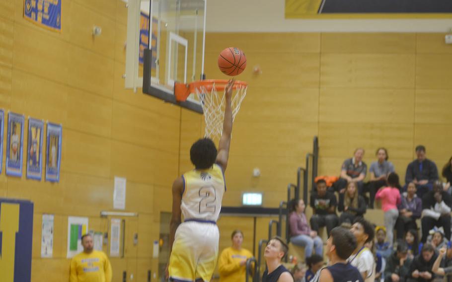 Wiesbaden senior Markez Middlebrooks attempts to score points during a game against Black Forest at Wiesbaden on Friday, Jan. 18, 2019.
