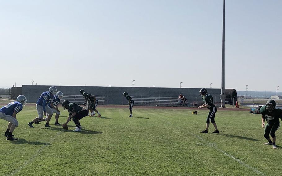 Brussels and AFNORTH, once a merged Division II program now entering their second season as Division III rivals, face off in a preseason football scrimmage Saturday, Aug. 31, 2019, at Spangdahlem Air Base, Germany. 

