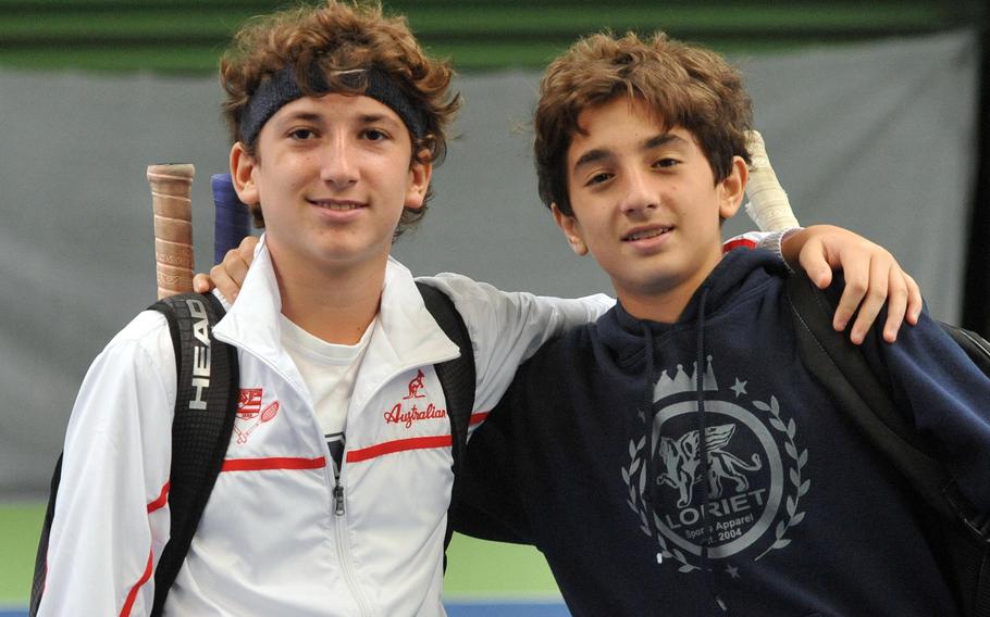 Florence's Pietro Reali and Brando Fabri-Corigliano won the 2019 boys doubles title at the DODEA-Europe tennis championships in Wiesbaden, Germany, Saturday, Oct. 26. 2019 after defeating Ramstein's Colin Kent and Troy Boehne 6-2, 6-0.