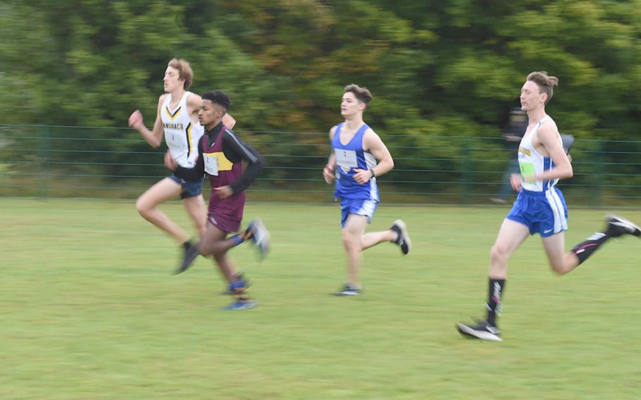 Boys from Wiesbaden, Ansbach, Hohenfels and Vilseck Schools compete in the cross country race at Vilseck, Germany, Saturday, Sept. 26, 2020.

