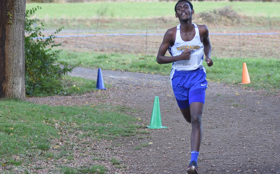 Wiesbaden's Manzi Siibo finished second at the DODEA-Europe non-virtual cross country championship on Saturday, Oct. 24, 2020, at Seewoog Park in Ramstein-Miesenbach, Germany.
