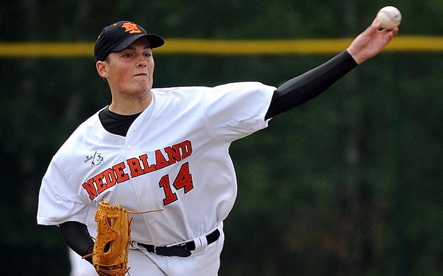 Gys van Els was the winning pitcher for the Netherlands in his team&#39;s 12-1 victory over the KMC All-Stars in Ramstein, Germany, on Tuesday. Dutch pitchers kept KMC hitless and advanced to Thursday&#39;s championship game. The KMC team, made up of Americans from Germany, will play Moldova on Wednesday for a chance to a rematch with the Dutch. The champion goes to the Big League World Series in Easley, S.C.

Michael Abrams/Stars and Stripes