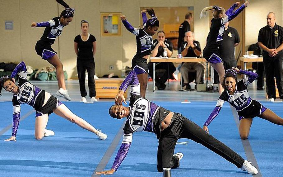 The Mannheim cheer team won the Division II Spirit award at the DODDS Europe Cheer Championships on Saturday.