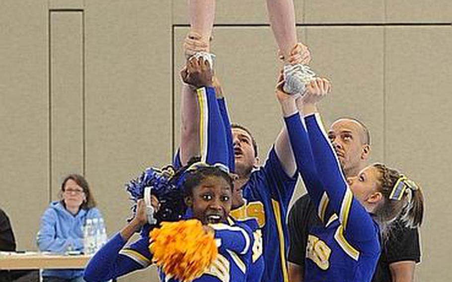 The Bamberg Barons cheer team took third in Division II at the DODDS Europe Cheer Championships in Mannheim, Germany.