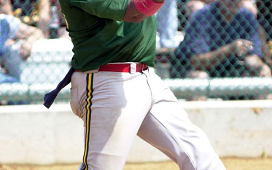 Dexter High of Okinawa Yellow Box takes his cuts during Monday&#39;s men&#39;s championship. High went 33-for-44 with 14 home runs in the tournament.