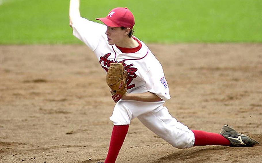 Austrian pitcher J.T. Hilliard delivers against Poland during Saturda&#39;s game.