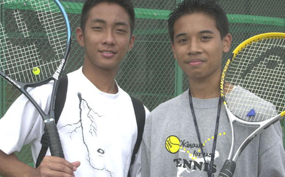 Brothers Lucky and Darren Montano, second-year players for the Zama American Trojans, are one of six pairs of Department of Defense Dependents Schools-Pacific siblings playing in the Far East High School Tennis Tournament.