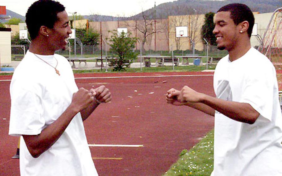 Heidelberg track stars Nick (left) and T.J. Trice.