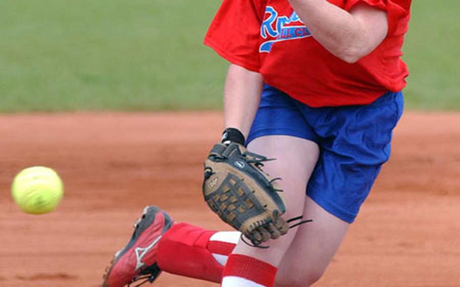 In her last game for Ramstein, pitcher Jenn Morton threw a 1-hitter to help the Lady Royals win the DODDS Division I European softball championship with a 10-0 victory over Wiesbaden.