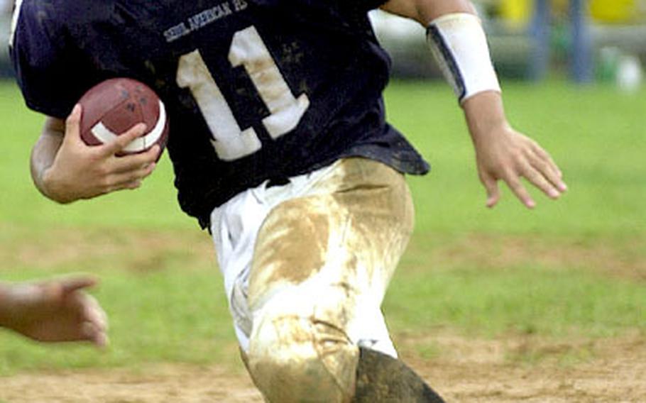 Seoul American junior quarterback Bruce Voelker is 17-for-21 for 346 yards and six TDs so far this season.